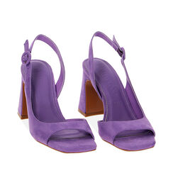 Sandalias con tacón lila de tela, Primadonna, 232107101MFLILL039, 002a