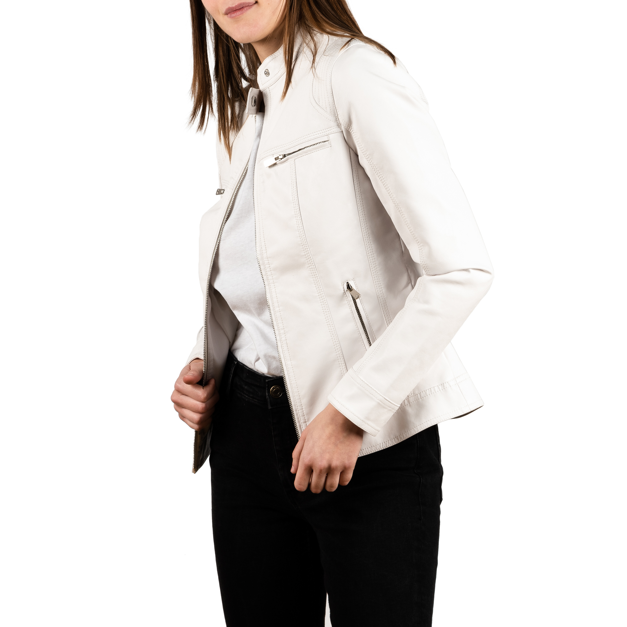 giacca ecopelle bianca