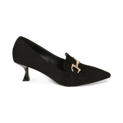 Mocasines negros de microfibra, tacòn 5,7 cm, Primadonna, 224934980MFNERO036, 001 preview
