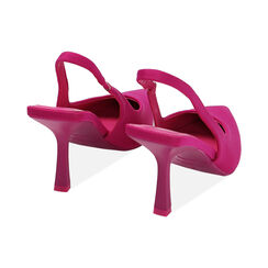 Décolleté slingback fucsia in tessuto, tacco 8,5 cm, Primadonna, 212161201LYFUCS037, 003 preview