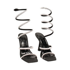 Sandalias con tac&oacute;n negras glitter con piedras, Primadonna, 232100015SLNERO036, 002 preview