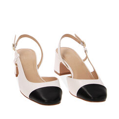 Escarpins slingback blancs et noirs, 234920701EPBINE035, 002a