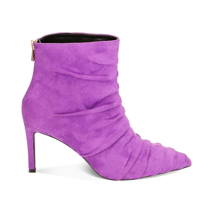 Stivaletti donna viola in microfibra tacco 12 cm Primadonna