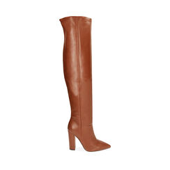 Botas por encima de la rodilla marrones, tacón de 9,5 cm., Special Price, 203072301EPMARR036, 001a