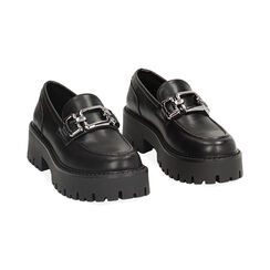 Mocassino nero con fibbia, Primadonna, 240631602EPNERO035, 002 preview
