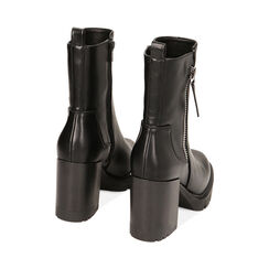 Bottines noires avec fermeture éclair, talon de 8,9 cm, Primadonna, 220831101EPNERO039, 003 preview