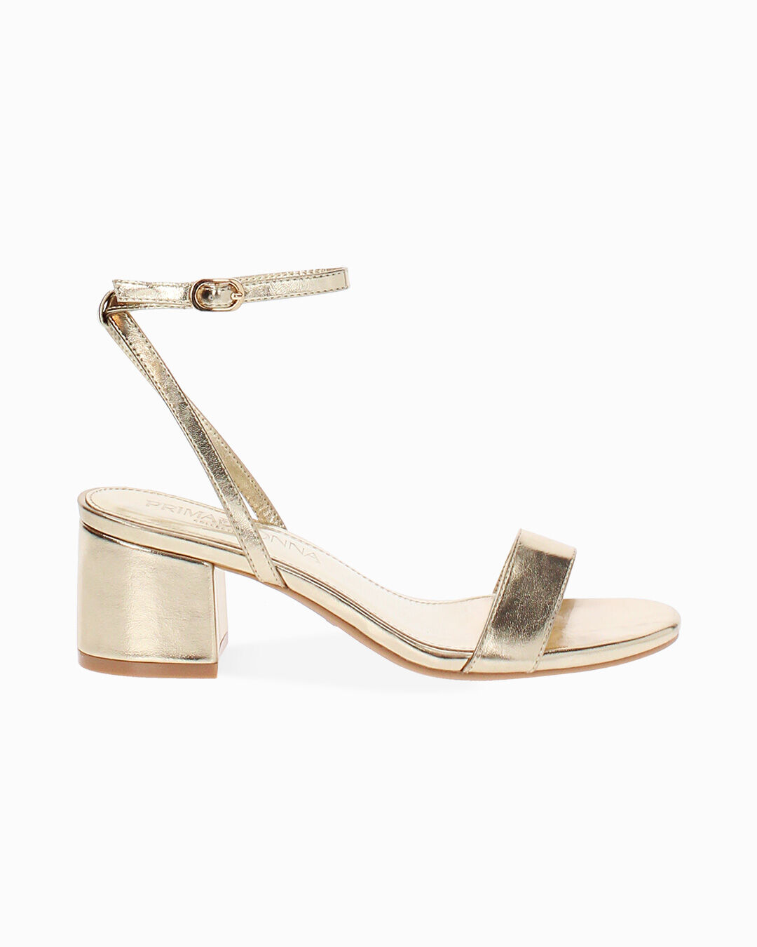 Sandalo donna dorato, tacco 5,5 cm