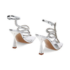 Sandali argento in laminato e pietre, tacco 8,5 cm, Primadonna, 232100146LPARGE038, 003 preview