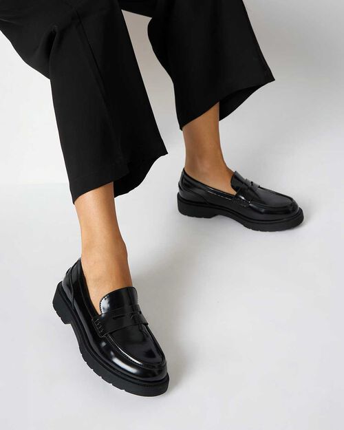 CHAUSSURES POUR FEMMES MOCASSINS SYNTHET, BLACK