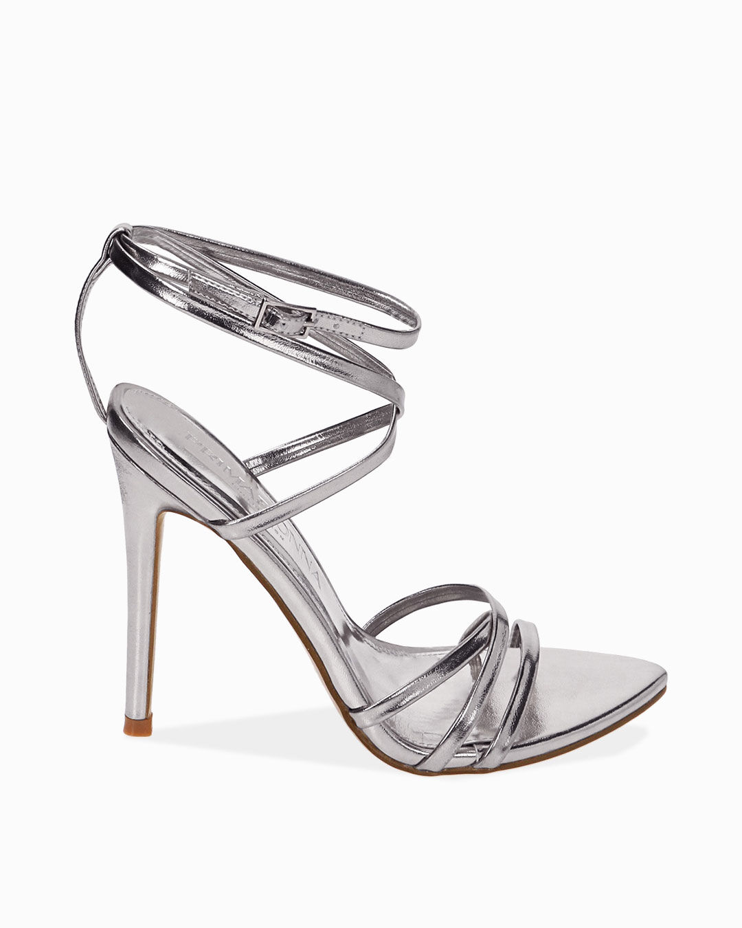 Sandali argento laminato, tacco 10,5 cm