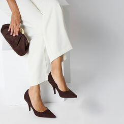 Salón de microfibra marrón oscuro con tacón de 9 cm, Primadonna, 262744601MFMORO036, 003 preview