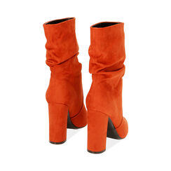 Ankle boots arancio in microfibra, 10,5 cm , Soldés, 182134130MFARAN035, 004 preview