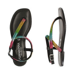 Sandali con strass nero in camoscio, Primadonna, 19A908154CMNERO036, 003 preview