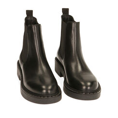 Chelsea boots neri in pelle, tacco 4 cm , Primadonna, 20B813207PENERO035, 002a