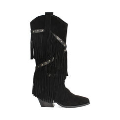 Stivali texani in camoscio nero con dettagli sofisticati, Primadonna, 26B800515CMNERO036, 001 preview