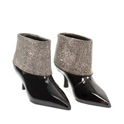 Tronchetto verniciato nero, tacco 5,5 cm, Primadonna, 242139703VENERO036, 002a