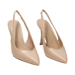 Décolleté slingback beige, tacco 9,5 cm, Primadonna, 232102602EPBEIG035, 002 preview