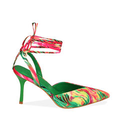 Décolleté slingback verde multicolor, tacco 8,5 cm, 212162801RSMUVE036, 001a