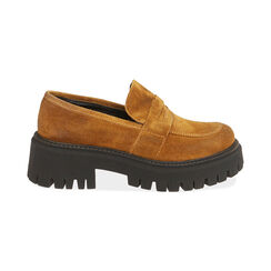 Mocassini chunky cognac in camoscio , Special Price, 187204433CMCOGN035, 001 preview