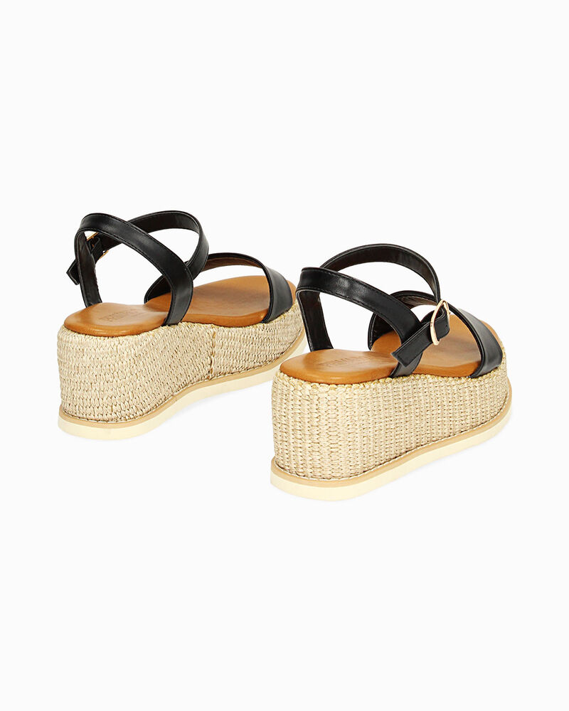 Zeppe nere, platform rafia 6,5 cm,  image number null