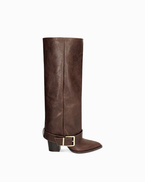 Stivali texani cognac tacco 8,6 cm, COGNAC