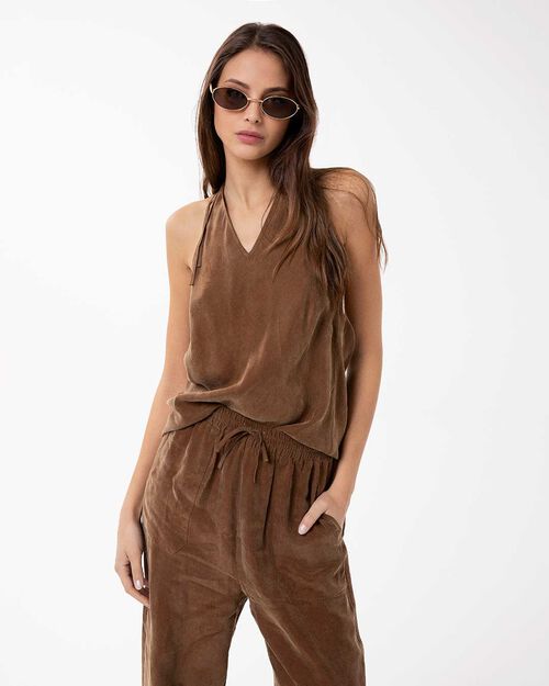 Top camel elegante mujer, CAMEL