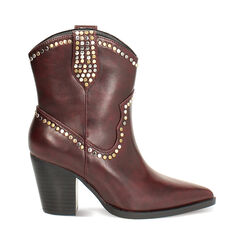 Bottines bordeaux avec talon de 7,2 cm, Primadonna, 262734615EPBORD035, 001a