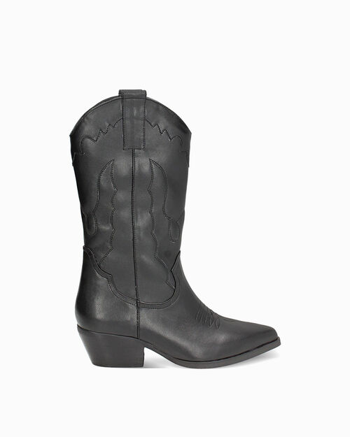 Stivali texani neri con dettagli urban chic, BLACK
