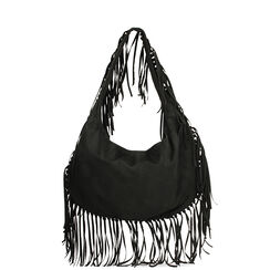 Borsa a spalla nera in microfibra con frange, Primadonna, 26M701546MFNEROUNI, 004 preview