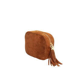 Borsa a tracolla da donna in camoscio cognac, Primadonna, 250800840CMCOGNUNI, 002a