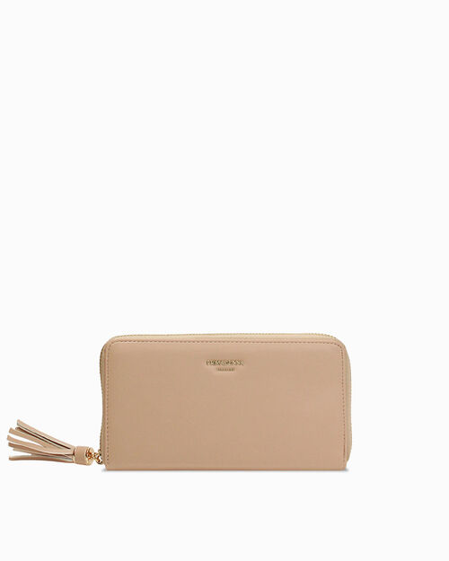 Portafoglio beige con dettagli eleganti, BEIGE