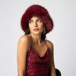 Chapeau bordeaux en fourrure synthétique, Primadonna, 261931303FUBORDUNI, 004 preview