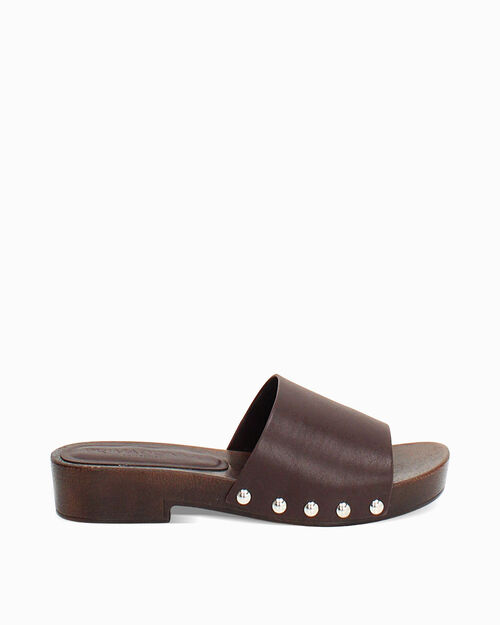 Zoccoli testa di moro con tacco 3,5 cm, DK BROWN