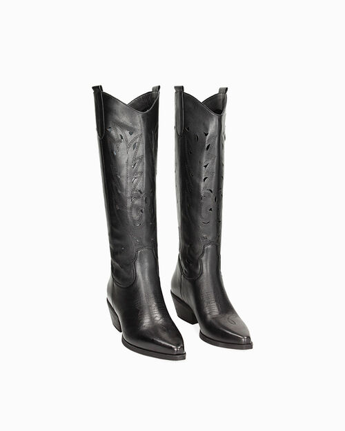 Botas texanas negras de cuero, 