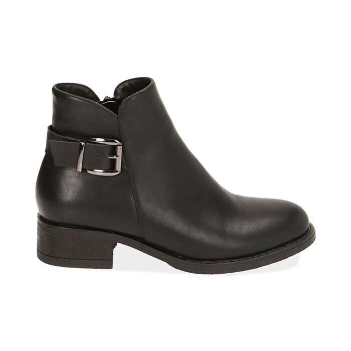 Ankle boots noirs, talon 4 cm , Soldés, 180621683EPNERO035