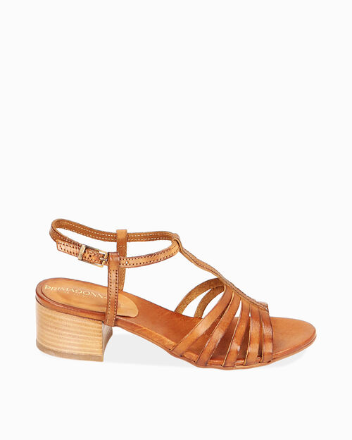 WOMEN SHOES SANDAL COW LEATHER COGN, COGNAC