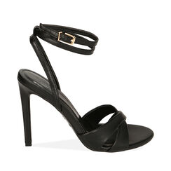Sandali neri con cinturino, tacco 10,5 cm, 212105603EPNERO037, 001a