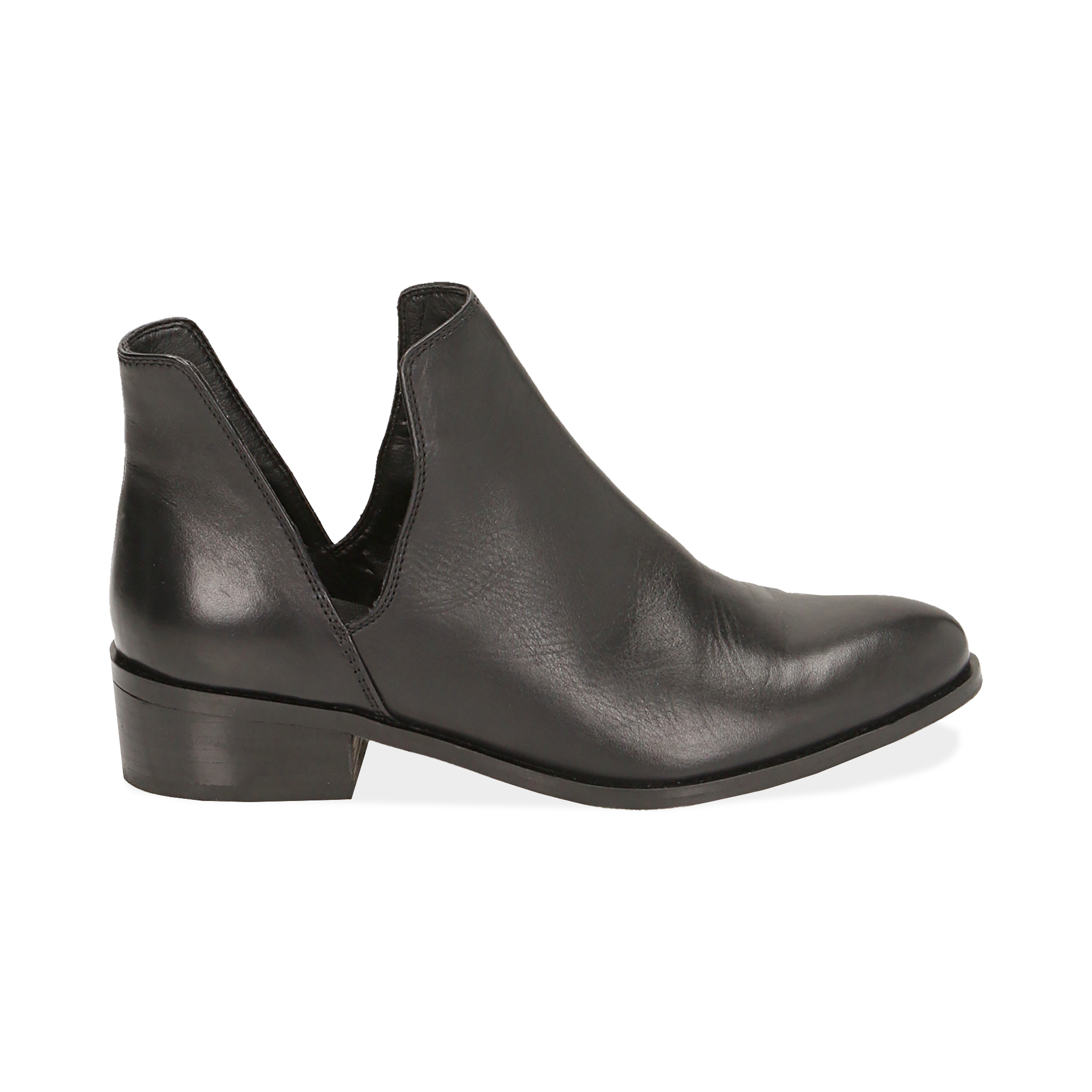 Botines en piel color negro, tacón 3 cm | Primadonna Collection