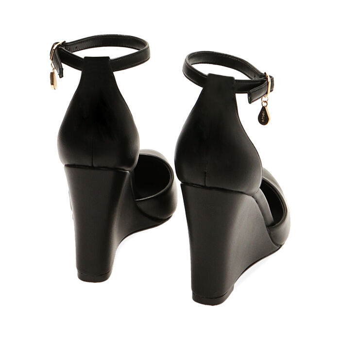 Zeppe Alte Zeppe Nere Estive Eleganti Tacco Sandali Zeppe Alte