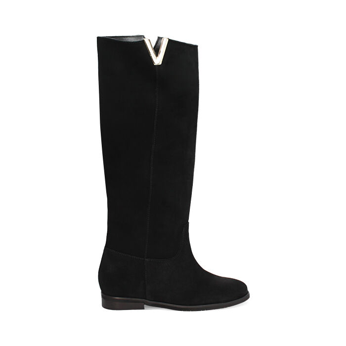 WOMEN SHOES BOOTS SUEDE NERO, Primadonna, 241010005CMNERO035