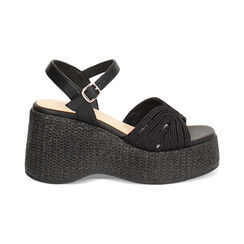 Compensées femme noires en raphia, Primadonna, 25P115628RFNERO035, 001 preview