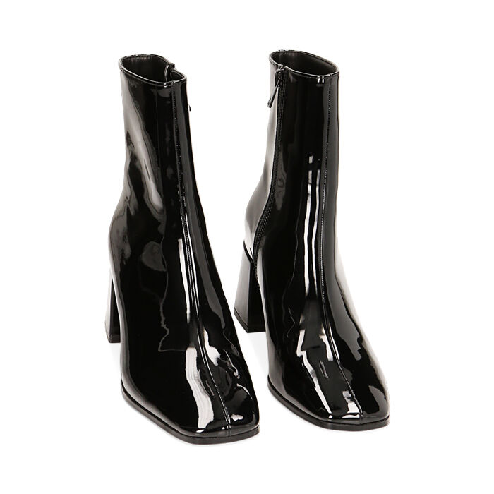 Stivaletti donna neri in vernice tacco 7 cm Primadonna Collection