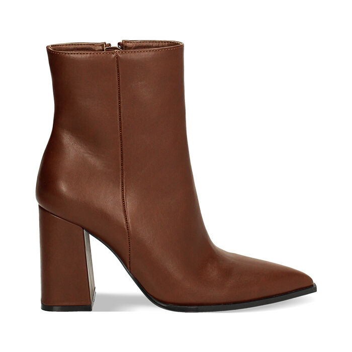 Tronchetto cognac, tacco largo 9 cm, Primadonna, 244914902EPCOGN035