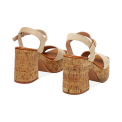 Sandali con plateau donna beige in microfibra, Primadonna, 254990703MFBEIG035, 004 preview