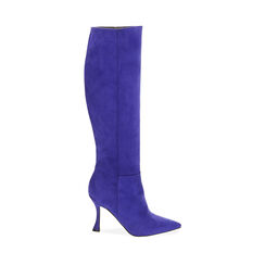 Bottes violettes en microfibre, talon 9,5 cm , Primadonna, 202188204MFVIOL035, 001a