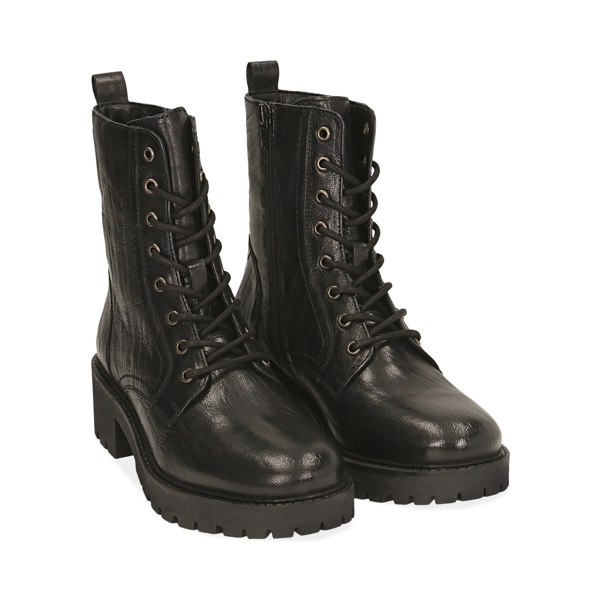 Botas militares de piel en color negro | Primadonna Collection