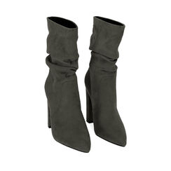 Ankle boots grigi in microfibra, tacco 10,5 cm , SALDI, 182134130MFGRIG040, 002a