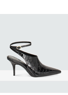 Décolleté slingback nere stampa cocco