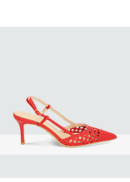Escarpins slingback rouges avec tressage