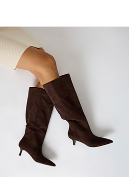 Bottes en microfibre brun foncé